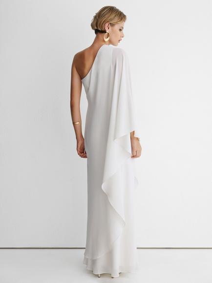 Reiss Atelier Lainey Asymmetric Cape Maxi Dress, Ivory - view 2, Ivory
