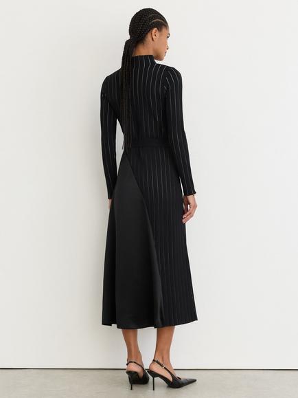 Reiss Mia Long Sleeve High Neck A-Line Midi Dress, Black - view 2, Black