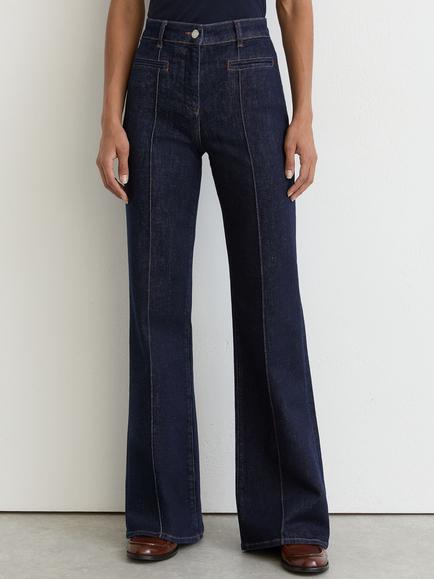 Reiss Petite Claude Flared Fit Jeans, Dark Blue, Dark Blue