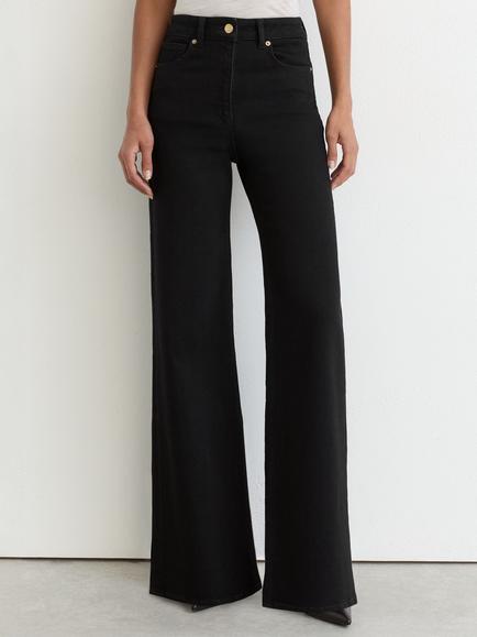 Reiss Jas Mid Rise Wide Leg Jeans, Black, Black