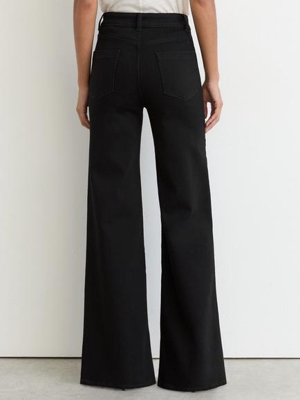 Reiss Petite Jas Wide Leg Fit Jeans, Black - view 2, Black