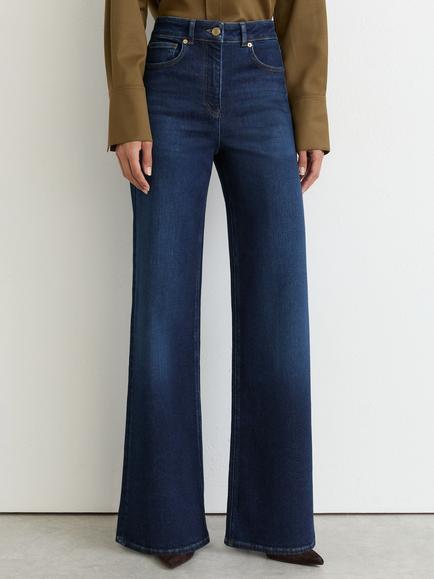 Reiss Jas Mid Rise Wide Leg Denim Jeans, Dark Blue, Dark Blue