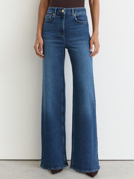 Reiss Jas Mid Rise Wide Leg Denim Jeans, Mid Blue, Mid Blue