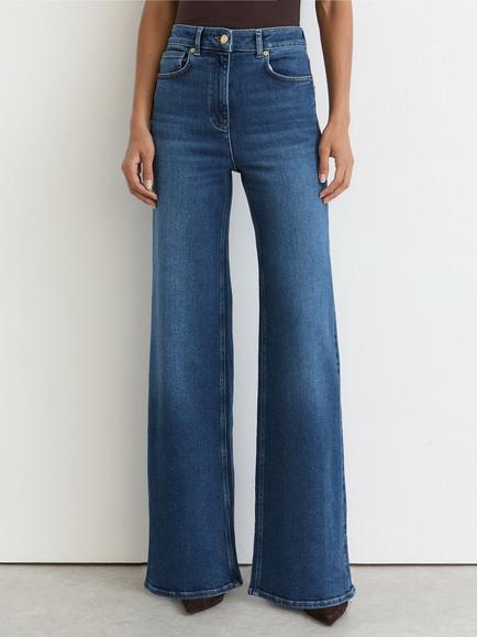 Reiss Petite Jas Mid Rise Wide Leg Jeans, Mid Blue, Mid Blue