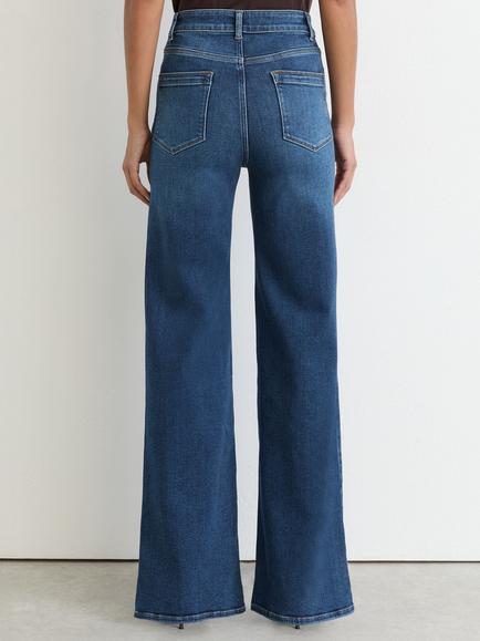 Reiss Petite Jas Mid Rise Wide Leg Jeans, Mid Blue - view 2, Mid Blue
