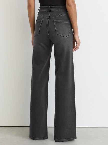 Reiss Petite Jas Mid Rise Wide Leg Jeans, Washed Grey - view 2, Washed Grey