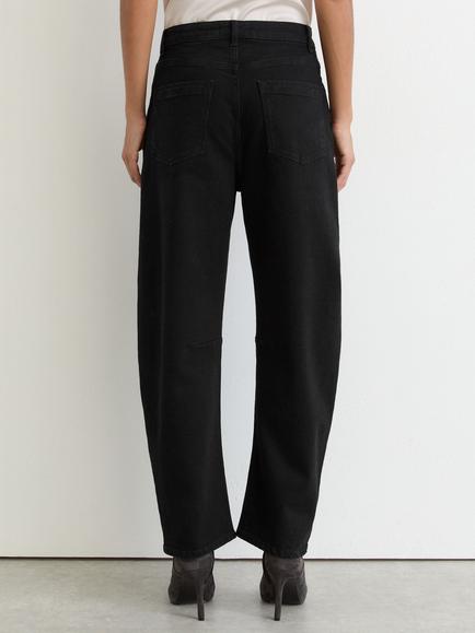Reiss Levitt Mid Rise Barrel Leg Jeans, Black - view 2, Black