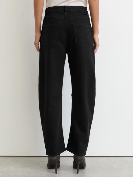 Reiss Petite Levitt Mid Rise Barrel Leg Jeans, Black - view 2, Black