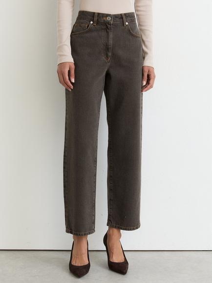 Reiss Petite Selin Straight Leg Jeans, Mushroom Brown, Mushroom Brown
