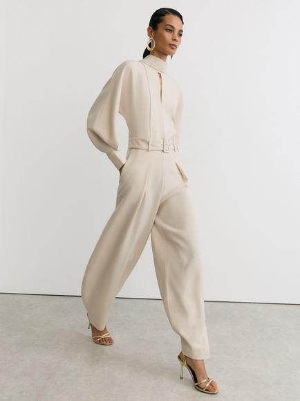 Reiss June High Neck Jumpsuit, Stone Neutral - view 2, Stone Neutral