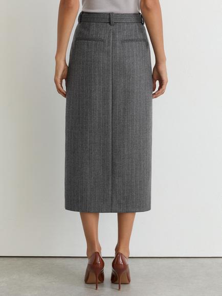 Reiss Astrid Striped Midi Skirt, Grey - view 2, Grey