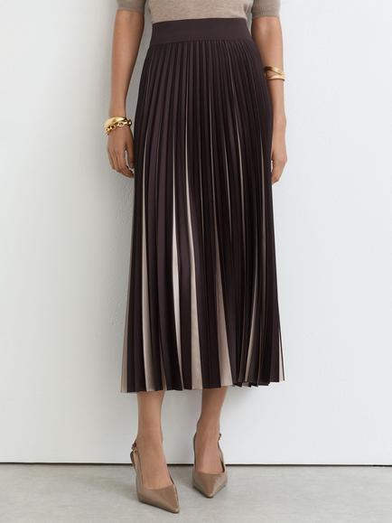 Reiss Serena Tipped Pleated Midi Skirt, Grape/Neutral, Grape/Neutral