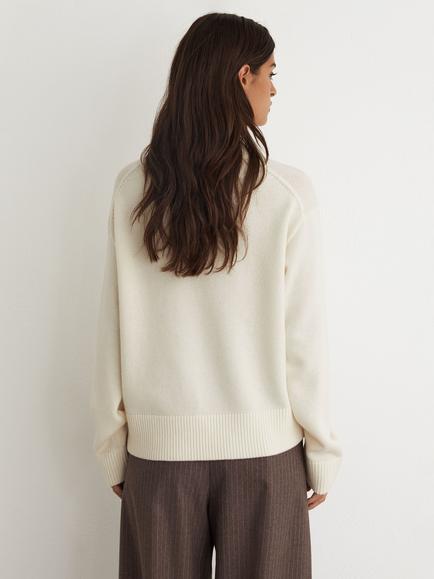 Reiss Petite Mari Wool Rich with Cashmere V-Neck Jumper, Ivory - view 2, Ivory
