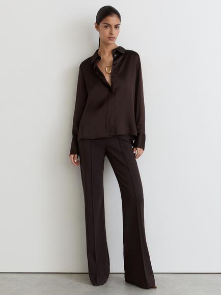 Reiss Ameira Pure Silk Shirt, Grape Burgundy