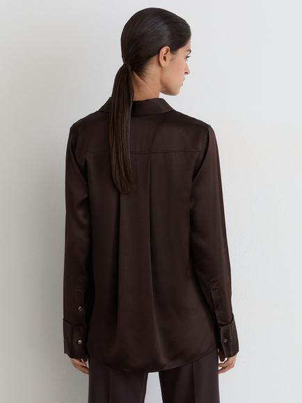 Reiss Petite Ameira Silk Shirt, Grape Burgundy - view 2, Grape Burgundy