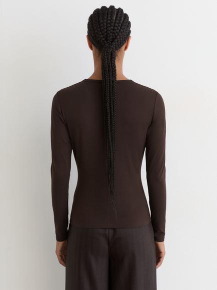Reiss Jada Long Sleeve T-Shirt, Chocolate Brown - view 2, Chocolate Brown