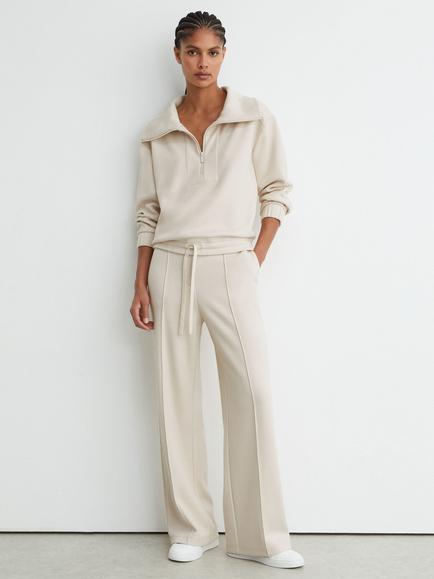 Reiss Layla Zip Neck Sweatshirt, Ivory - view 2, Ivory