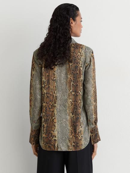 Reiss Lyla Animal Print Shirt, Neutral/Grey - view 2, Neutral/Grey