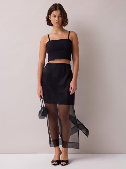 Ro&Zo Ponte Detachable Strap Crop Top, Black, Black