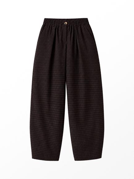 Ro&Zo Micro Gingham Barrel Leg Trousers, Black, Black