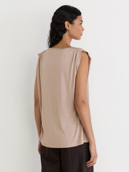Reiss Renita Silk Rich Front Top, Taupe Neutral - view 2, Taupe Neutral