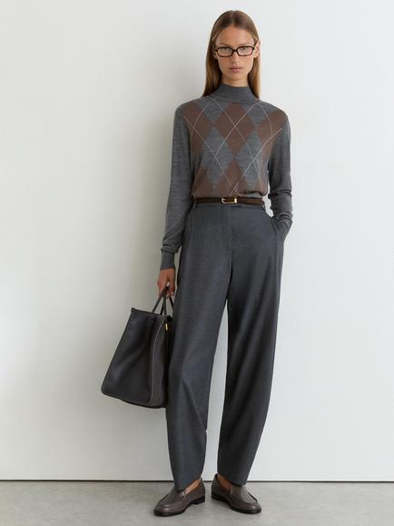 Reiss Argyle Knit Wool Jumper, Grey, Grey
