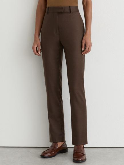 Reiss Petite Derby Wool Rich Slim Leg Trousers, Mocha Brown, Mocha Brown