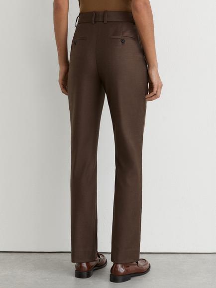 Reiss Petite Derby Wool Rich Slim Leg Trousers, Mocha Brown - view 2, Mocha Brown