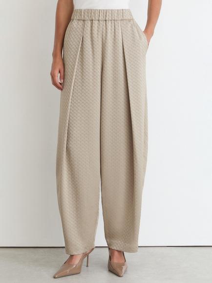 Reiss Geometric Tapered Jacquard Barrel Leg Trousers, Champagne Neutral, Champagne Neutral