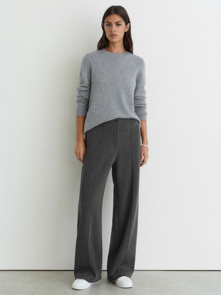 Reiss Layla Wide Leg Joggers, Charcoal Grey Marl, Charcoal Grey Marl