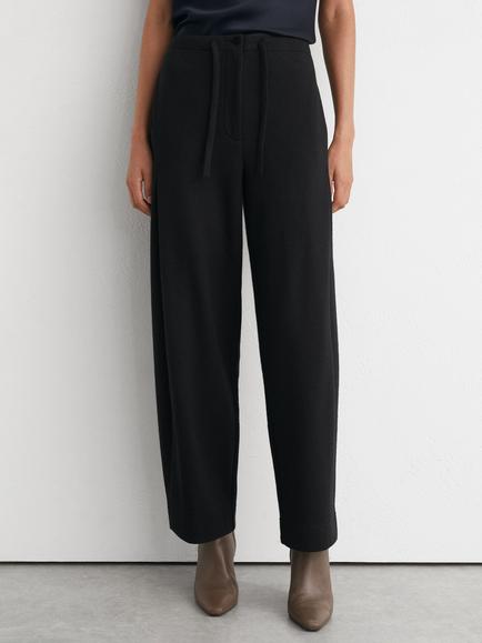 Reiss Leoni Tailored Barrel Leg Trousers, Black, Black