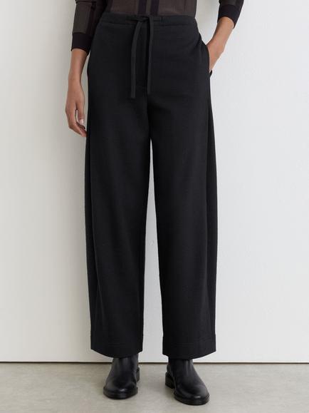 Reiss Petite Leoni Cotton Blend Barrel Leg Drawstring Trousers, Black, Black