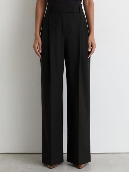 Reiss Petite Luna Wide Leg Wool Blend Trousers, Black, Black