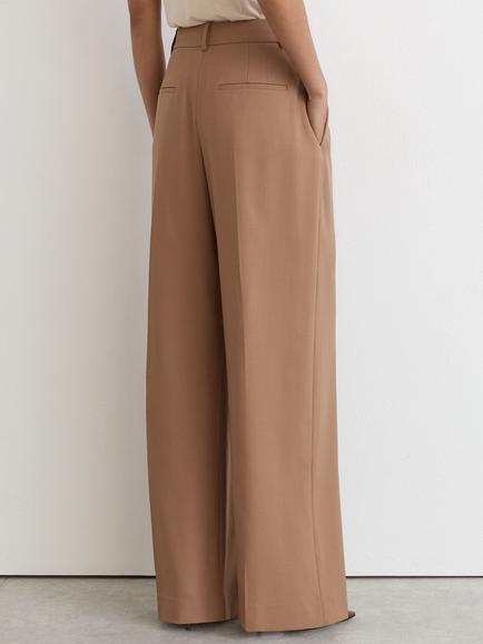 Reiss Petite Luna Wool Blend Tailored Wide Leg Trousers, Camel - view 2, Camel