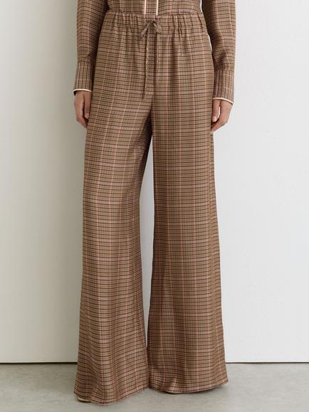 Reiss Petite Minnie Wide Leg Check Trousers, Neutral, Neutral