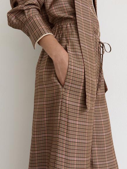 Reiss Petite Minnie Wide Leg Check Trousers, Neutral - view 2, Neutral