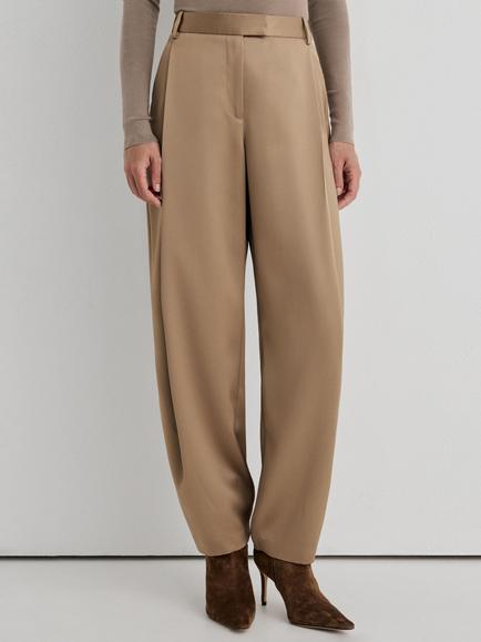 Reiss Atelier Sierra Satin Tapered Trousers, Taupe, Taupe