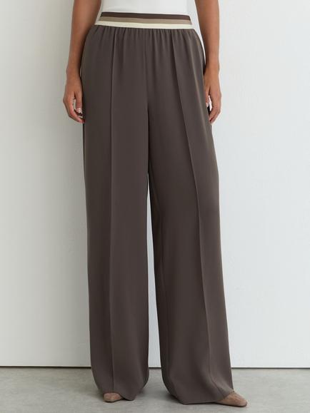 Reiss Sonnie Wide Leg Trousers, Mocha Brown, Mocha Brown