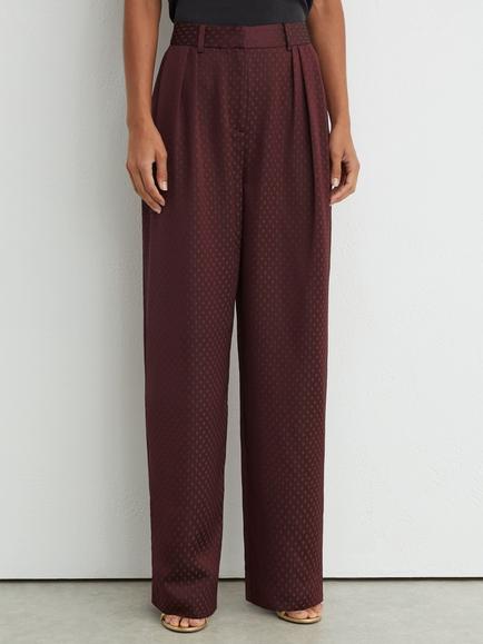 Reiss Petite Tilly Wide Leg Jacquard Trousers, Burgundy, Burgundy
