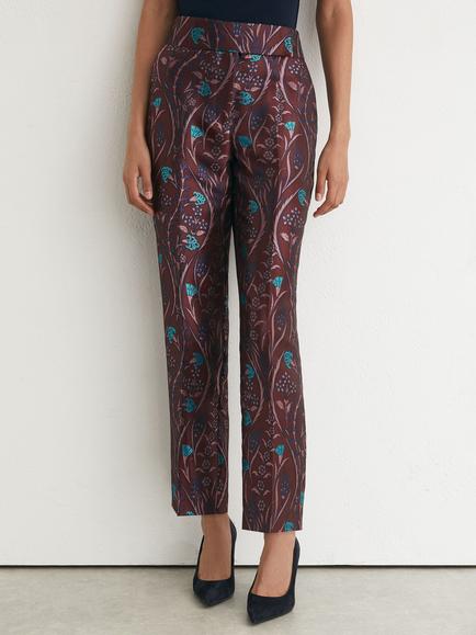 Reiss Zayla Floral Jacquard Tapered Trousers, Purple, Purple