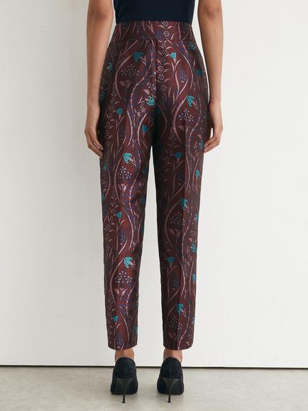 Reiss Zayla Floral Jacquard Tapered Trousers, Purple - view 2, Purple