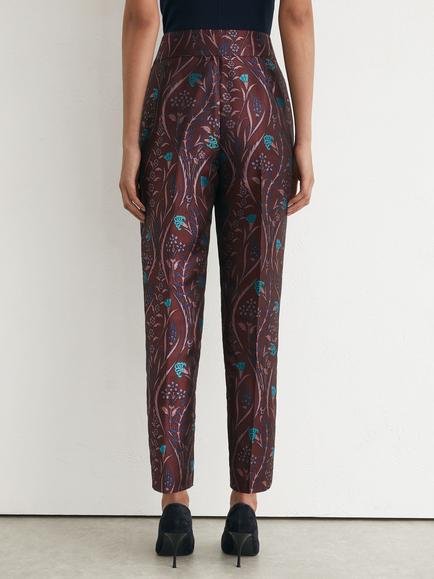 Reiss Petite Zayla Floral Jacquard Tapered Ankle Trousers, Purple - view 2, Purple