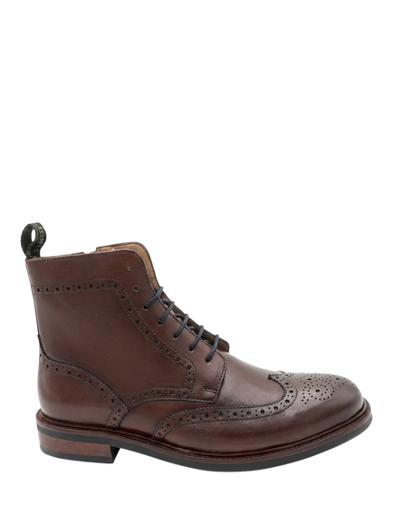 Jones Bootmaker Fletcher Leather Brogue Boots, Chestnut, Chestnut