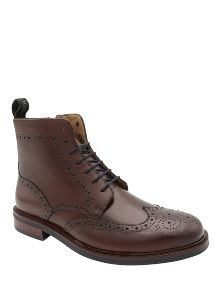 Jones Bootmaker Fletcher Leather Brogue Boots, Chestnut - view 2, Chestnut