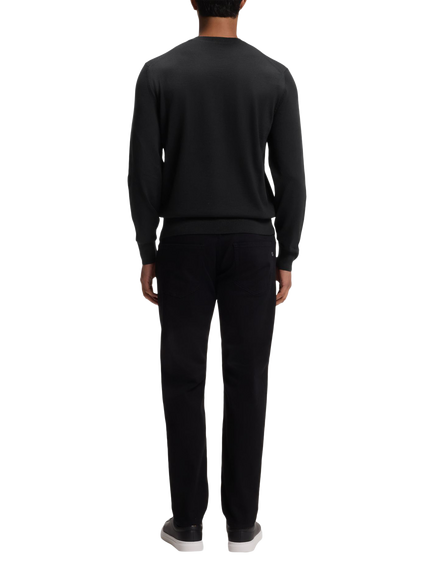 BOSS Virgin Wool Crew Neck Jumper, Black - view 2, Black