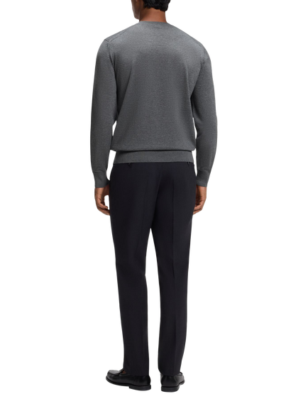 BOSS Merino Wool Crew Neck Jumper - view 2, Medium Grey