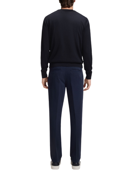 BOSS Merino Wool Crew Neck Jumper - view 2, Dark Blue
