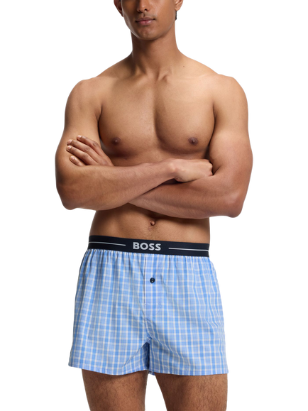 BOSS Cotton Waistband Trunks, Pack of 2, Open Blue - view 2, Open Blue