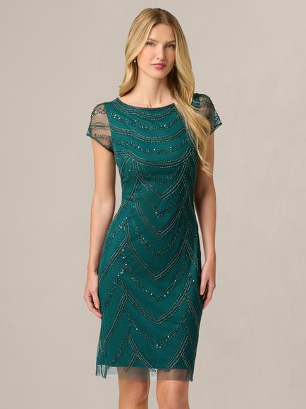 Adrianna Papell Beaded Cocktail Dress, Gem Green, Gem Green