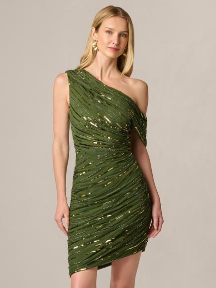 Adrianna Papell Fully Beaded Dress, Olive, Olive Cypress